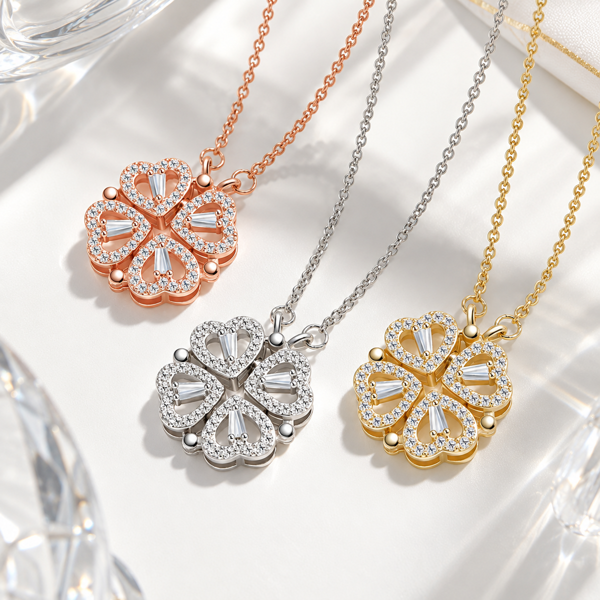 Four-leaf Heart Clover Necklace With Set