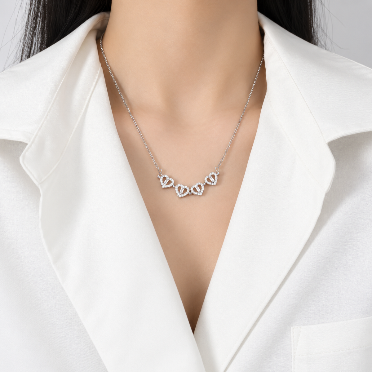 Four-leaf Heart Clover Necklace With Set