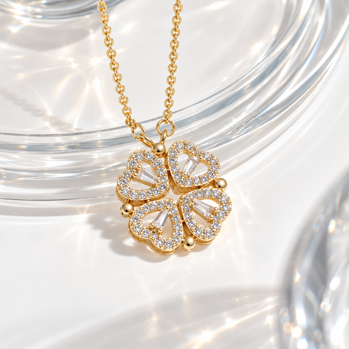 Four-leaf Heart Clover Necklace With Set