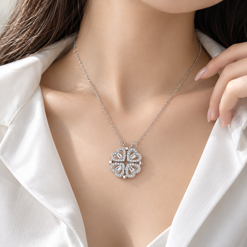 Four-leaf Heart Clover Necklace With Set