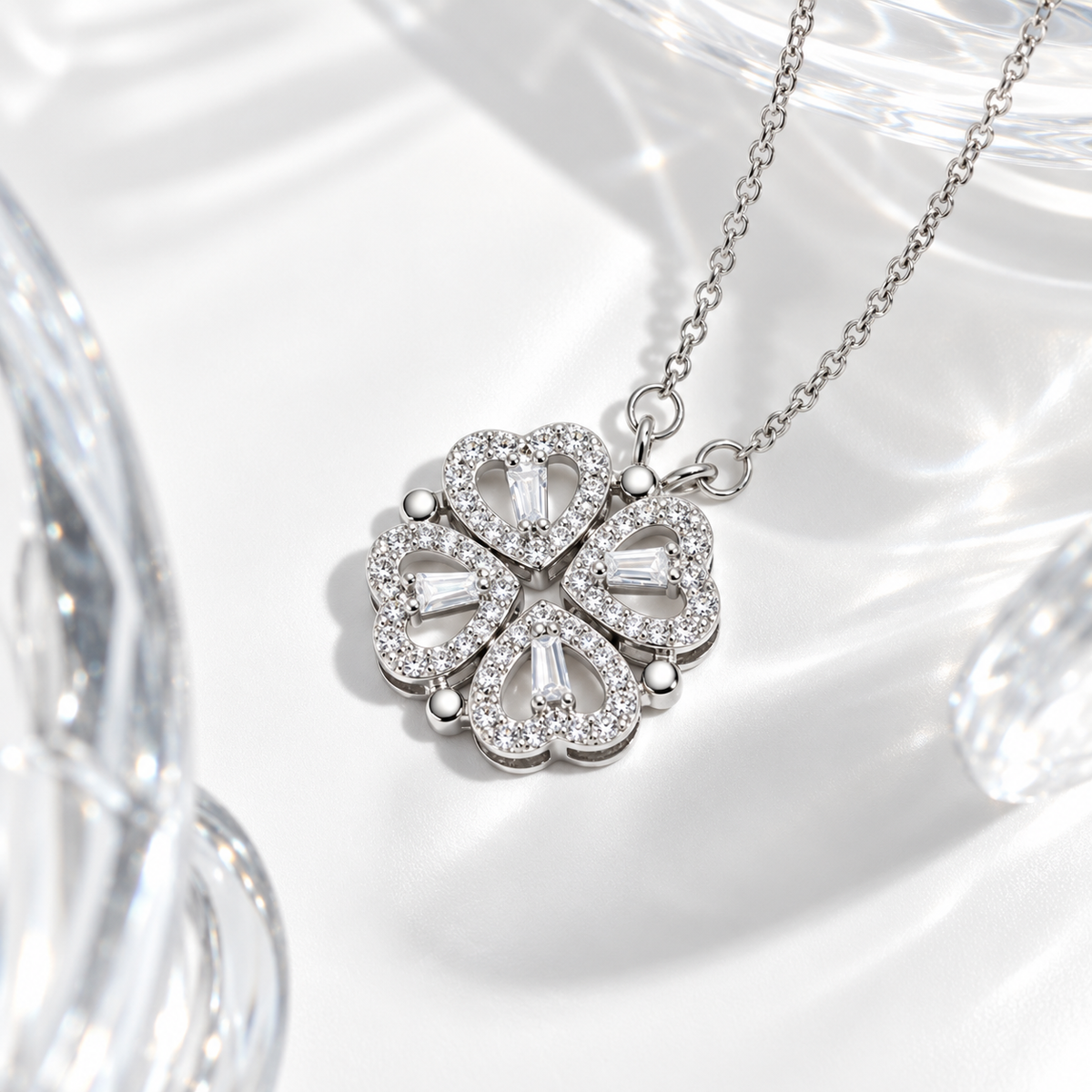 Four-leaf Heart Clover Necklace With Set