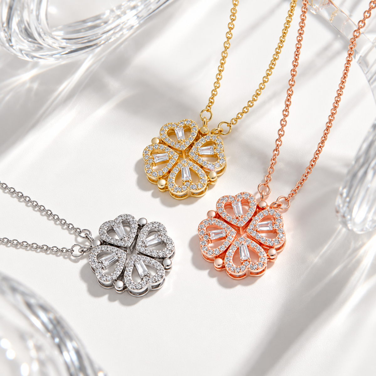 Four-leaf Heart Clover Necklace With Set