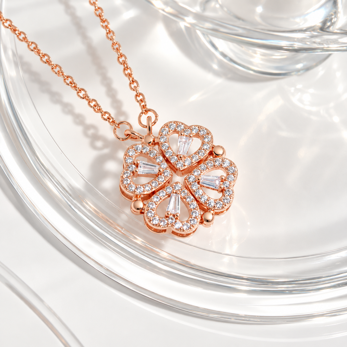 Four-leaf Heart Clover Necklace With Set