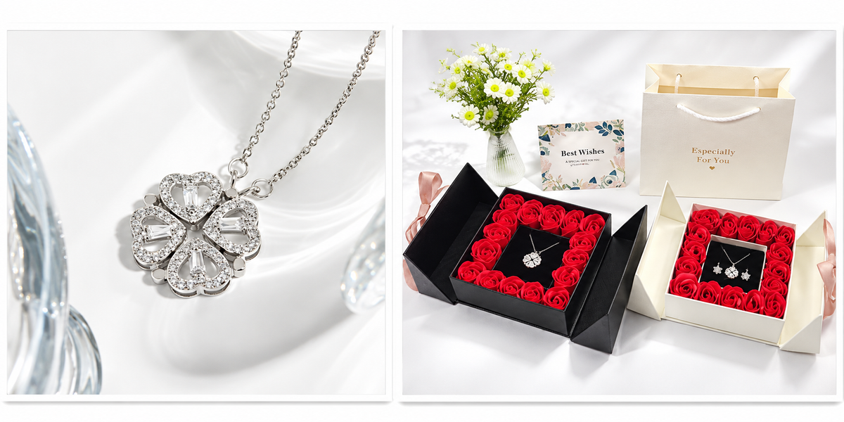 Four-leaf Heart Clover Necklace With Set